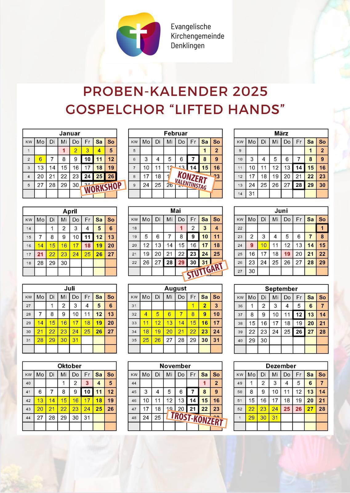 Probenkalender Gospelchor Denklingen